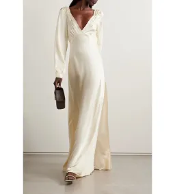 Doen Fiora Bioderie Silk Maxi Dress Cream Size S / Size AU 8 for rent on The Volte - image 1