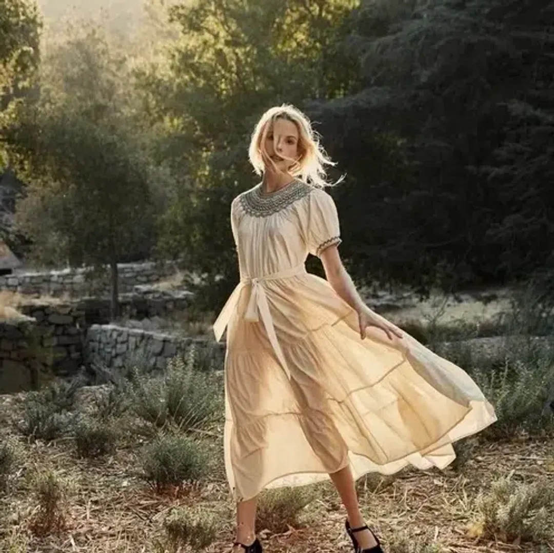 Doen Gilda Midi Dress Cream Size S / Size AU 8 for rent on The Volte - main image