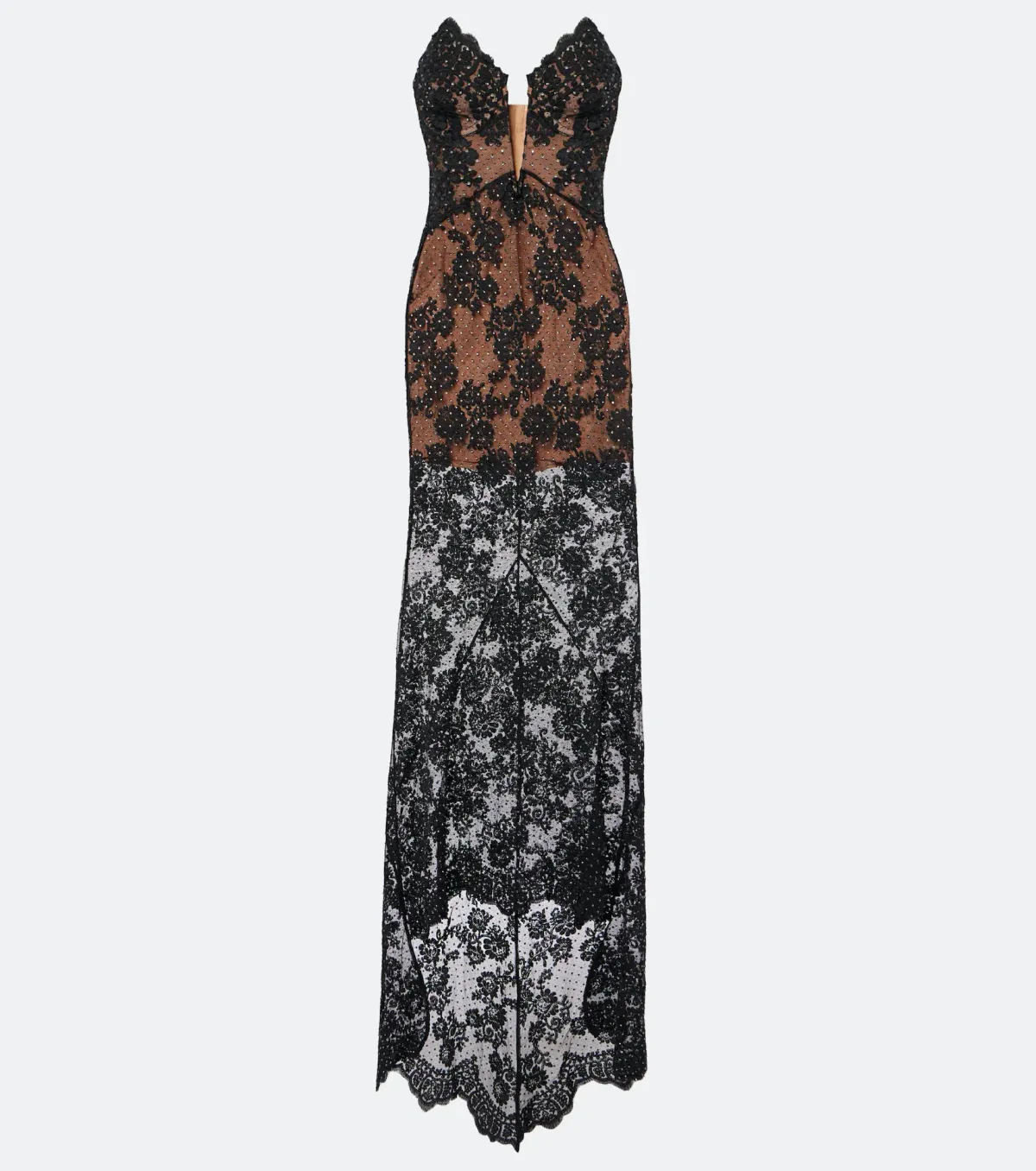 Self Portrait Rhinestone Lace Maxi Dress Black Size S/AU 8 - Image 4