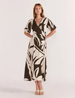 Staple The Label Acacia Wrap Midi Dress Print Size 8 for rent on The Volte - image 1