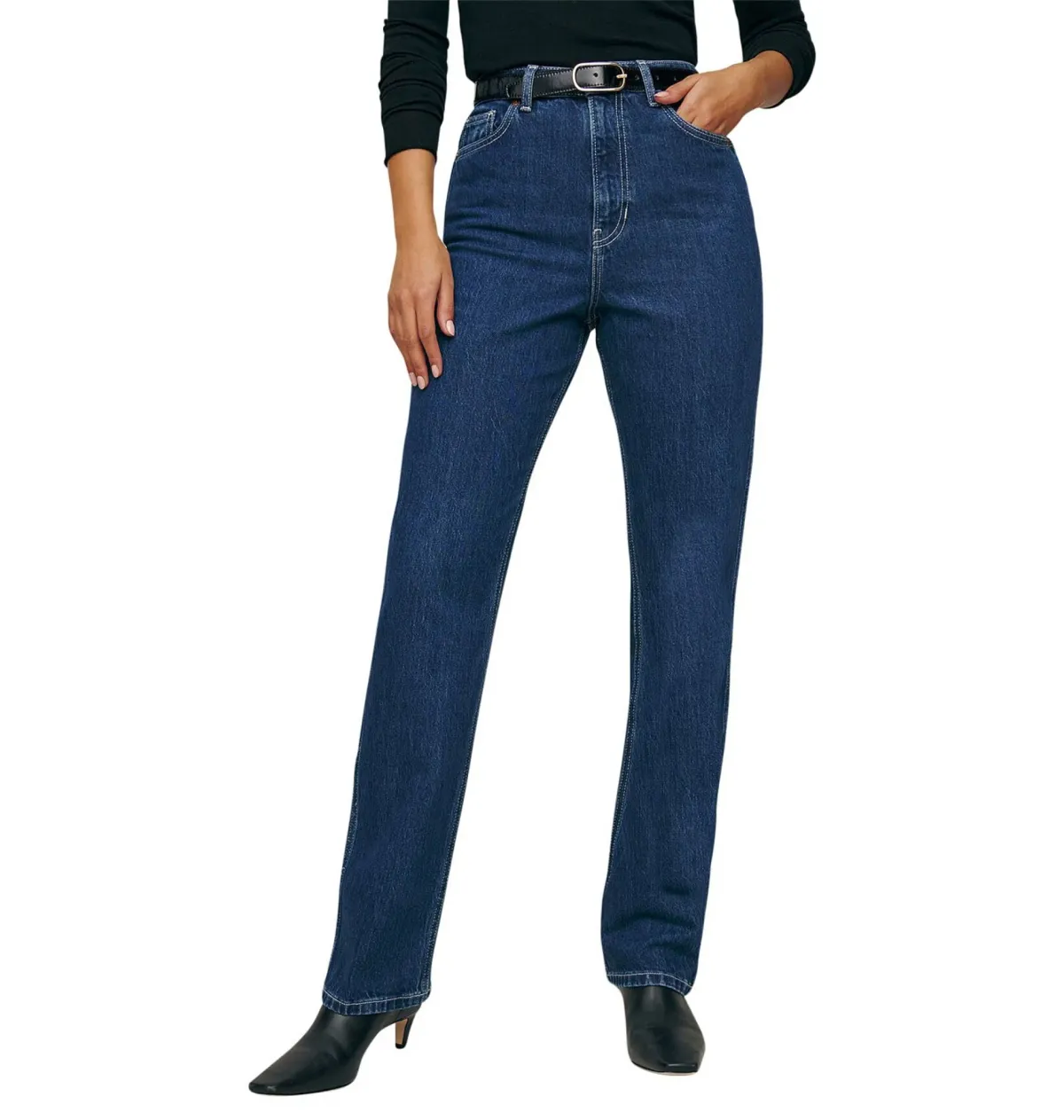 Reformation Pamela Ultra High Rise Straight Leg Jeans Wallis Blue Size 27 in / AU 8 for rent on The Volte - main image