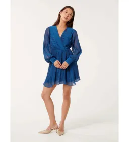 Forever New Genevieve Crinkle Pleated Mini Dress in Blue Size 12 for rent on The Volte - image 1