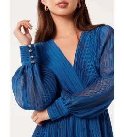 Forever New Genevieve Crinkle Pleated Mini Dress in Blue Size 12 for rent on The Volte - image 4