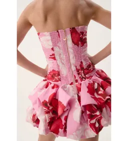 Aje Violette Bubble Hem Mini Dress in Pink Boldy Blooming Size S / AU 8 for rent on The Volte - image 4