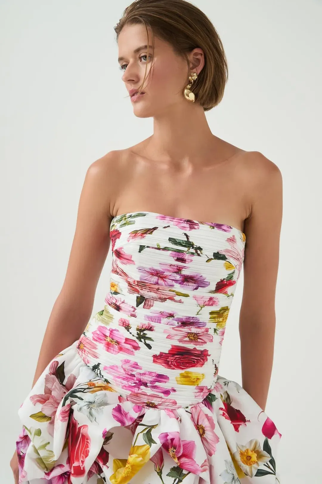 Aje Violette Bubble Hem Mini Dress Collage Floral Size AU 8 for rent on The Volte - main image