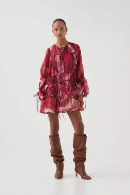 Aje Flora Mini Dress Red Size 8 for rent on The Volte - image 1