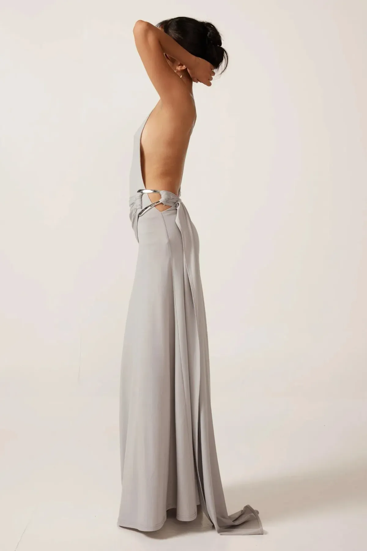 Ance Gria Gaia Maxi Dress Silver Grey Size S / AU 8 - Image 2