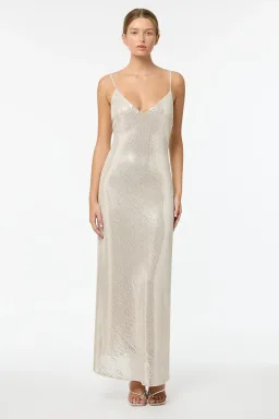 Manning Cartell High Voltage Slip Midi Dress Nude Silver Size 6 for rent on The Volte - image 1