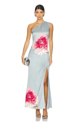 Elliatt Iliad One Shoulder Maxi Dress In Blue Size AU 10 for rent on The Volte - image 1