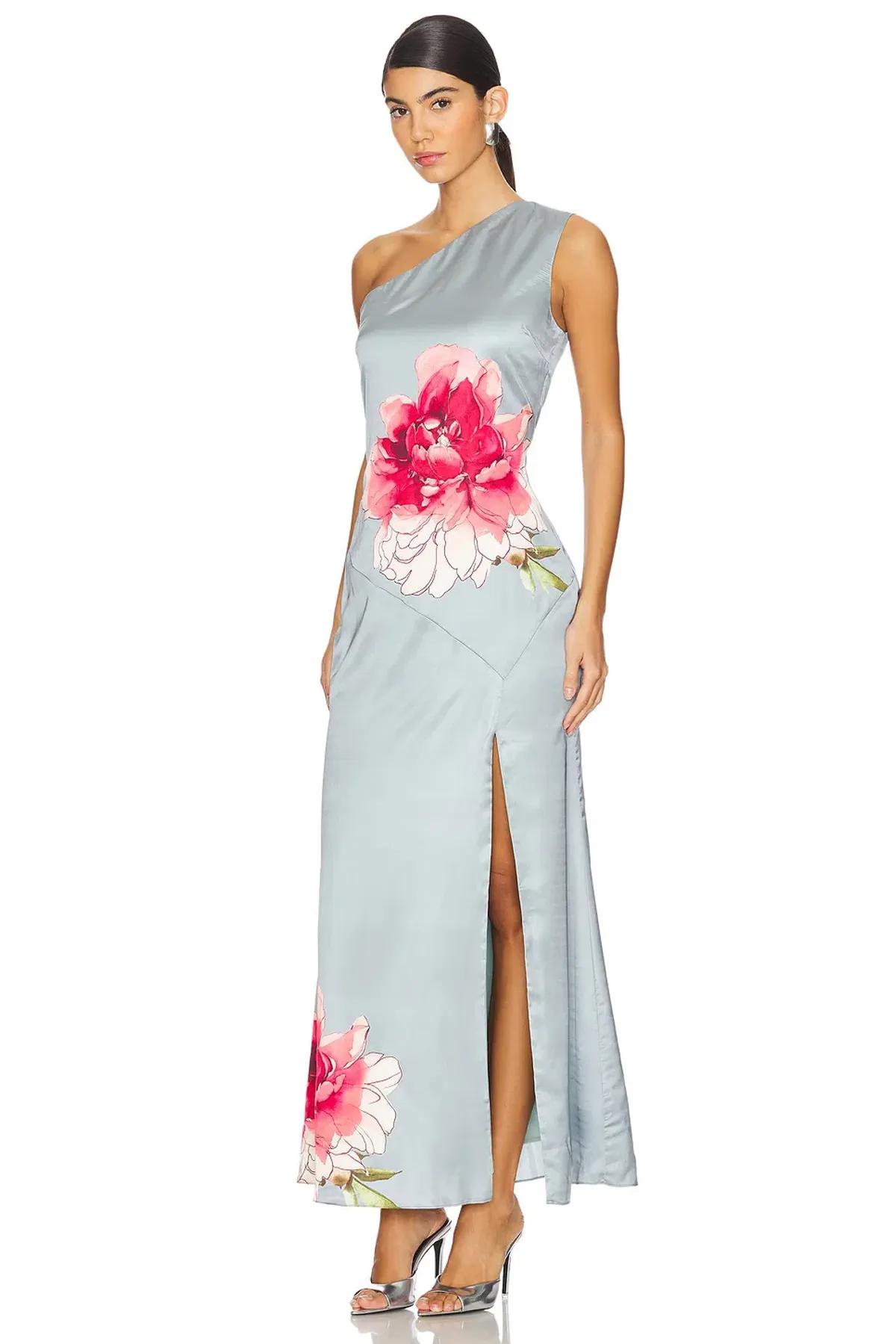 Elliatt Iliad One Shoulder Maxi Dress In Blue Size AU 10 for rent on The Volte - main image