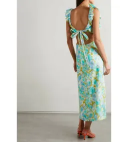 Zimmermann High Tide Linen Midi Dress with Open Back Floral Size 0/Au 8 for rent on The Volte - image 2