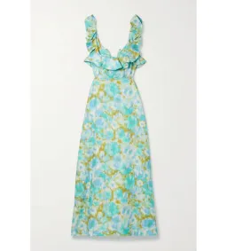 Zimmermann High Tide Linen Midi Dress with Open Back Floral Size 0/Au 8 for rent on The Volte - image 3