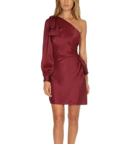 Zimmermann Maples Bow Mini Dress in Burgundy in Size 0/ AU 6 for rent on The Volte - image 1