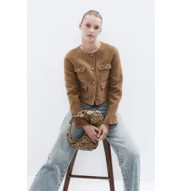 Unison Cropped Jacket Camel Size AU 8 for rent on The Volte - image 2