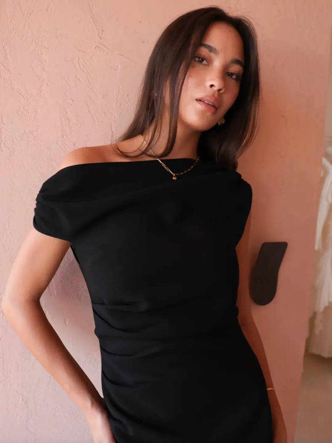By Nicola Vivian Crepe Maxi Dress Black Size 8 for rent on The Volte - main image
