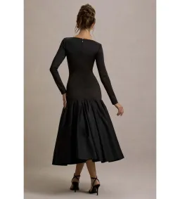 Club L London Perpetua Drop-Waist Midi Dress with Volume Skirt Black Size AU 10 for rent on The Volte - image 4