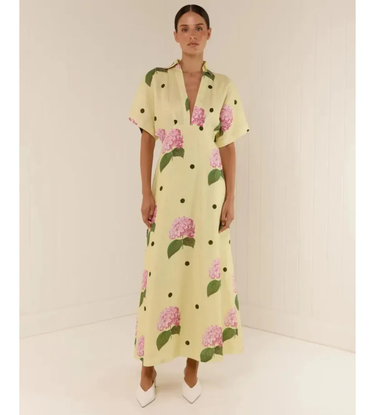 Palm Noosa Jasmine Dress Yellow Floral Size 8 - Image 1