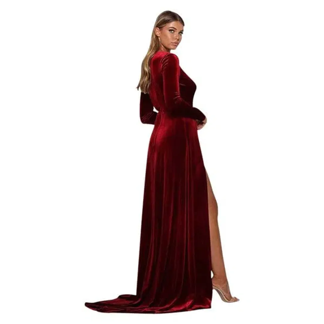 Elle Zeuitoune Fontaine Gown Wine size 8 (AU) for rent on The Volte - main image