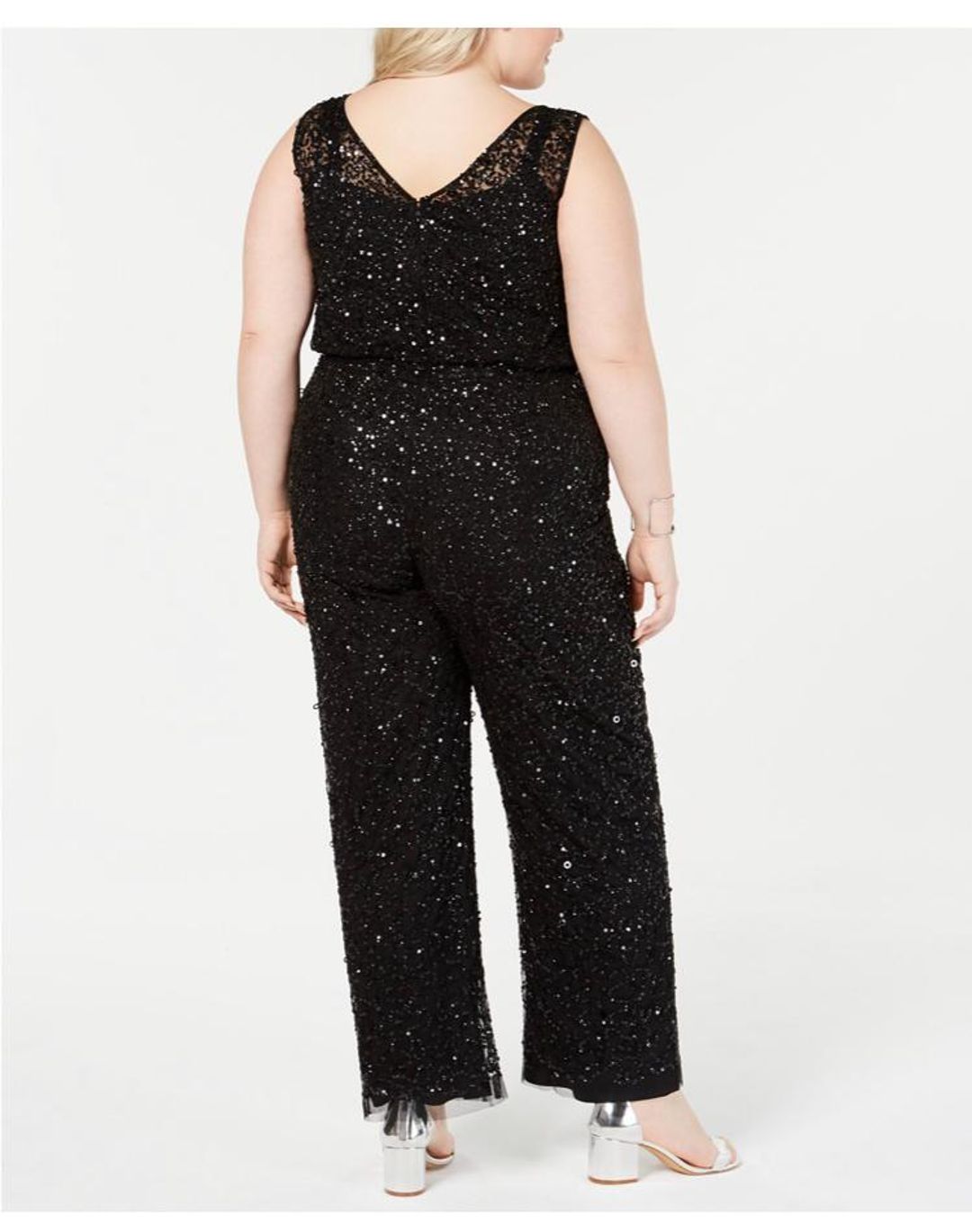 Adrianna Papell Sequin jumpsuit Black size 18 for rent on The Volte - main image