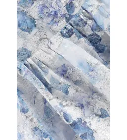 Marchesa Notte Tiered Velvet-Trimmed Fil Coupé Organza Dress in Sky Blue Size 10 for rent on The Volte - image 3