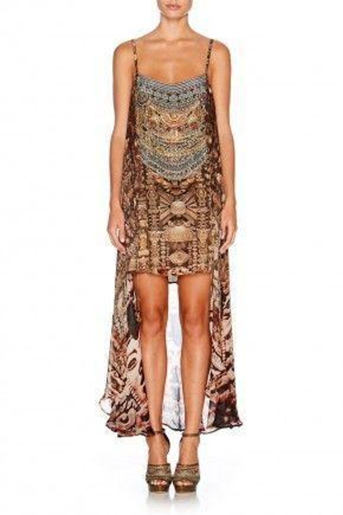 Camilla Dress - Flared mini with a sheer overlay Size 8 for rent on The Volte - main image