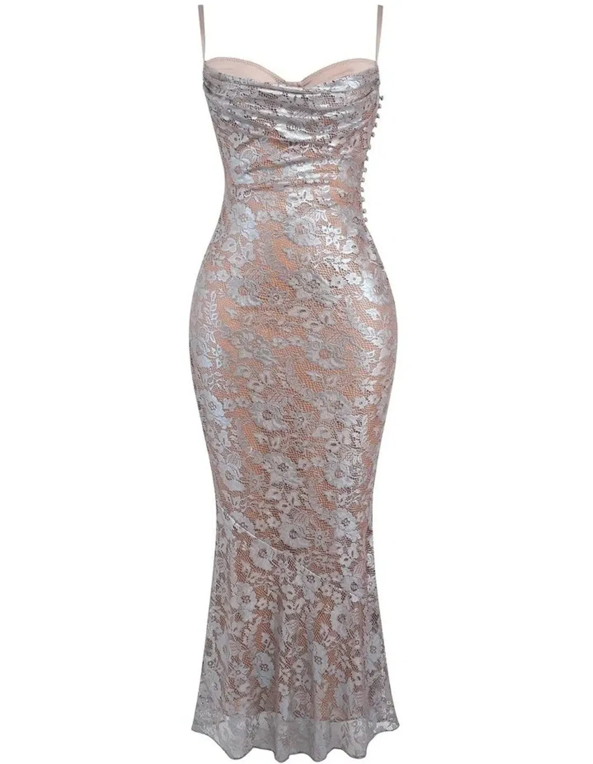House of CB Azzurra Lace Godet Gown in Ice Blue Size S/AU 8 - Image 10