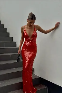 Misha Sapphire Sequin Maxi Dress Red Size 8/S for rent on The Volte - image 5