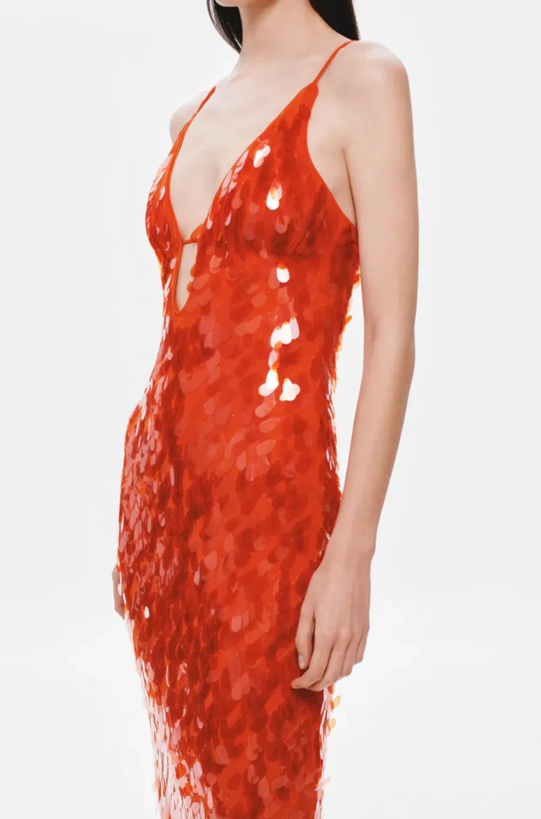 Misha Sapphire Sequin Maxi Dress Red Size 10/M for rent on The Volte - main image