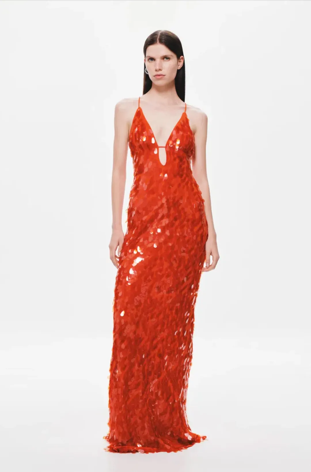 Misha Sapphire Sequin Maxi Dress Red Size 10/M for rent on The Volte - main image