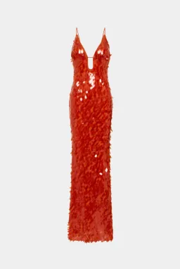 Misha Sapphire Sequin Maxi Dress Red Size 10/M for rent on The Volte - image 4