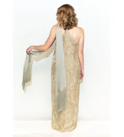 Taller Marmo Kempner Scarf Dress in Green Print Size 14 for rent on The Volte - image 3