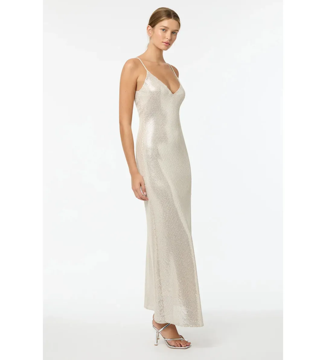 Manning Cartell High Voltage Slip Dress in Silver Sequin Size XXS / AU 4 for rent on The Volte - main image