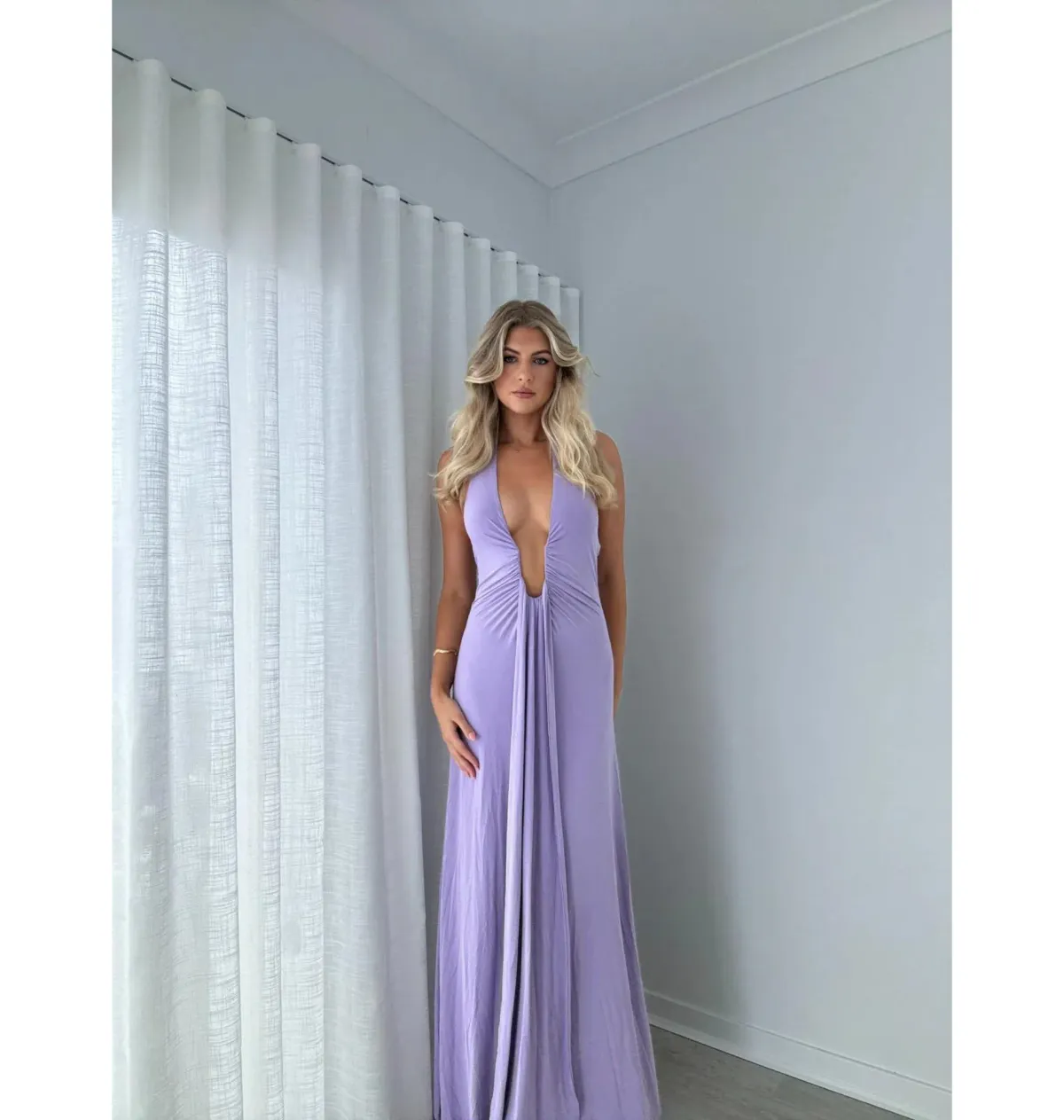 Misha Jennifer Cupro Maxi Dress Lilac Size 10/M - Image 5