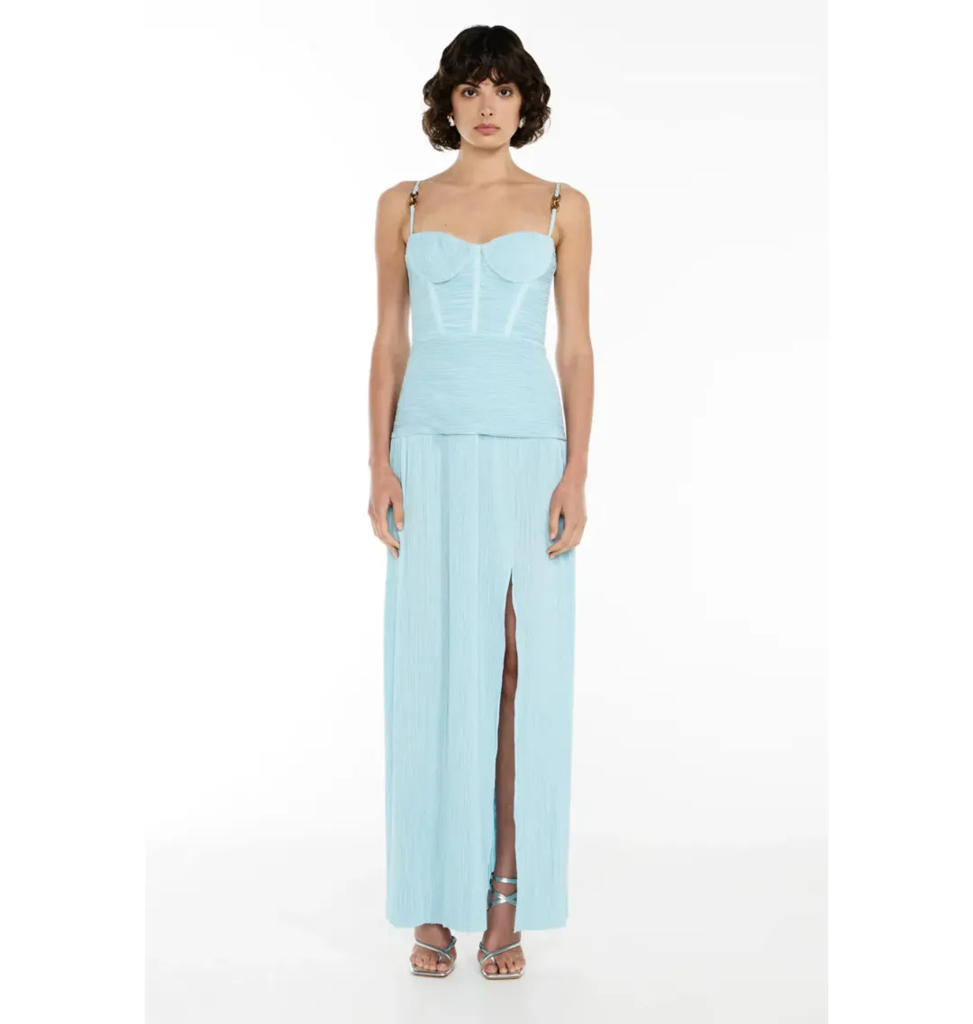 Manning Cartell Double Time Pleat Dress Acqua Spritz Size AU 8 for rent on The Volte - main image