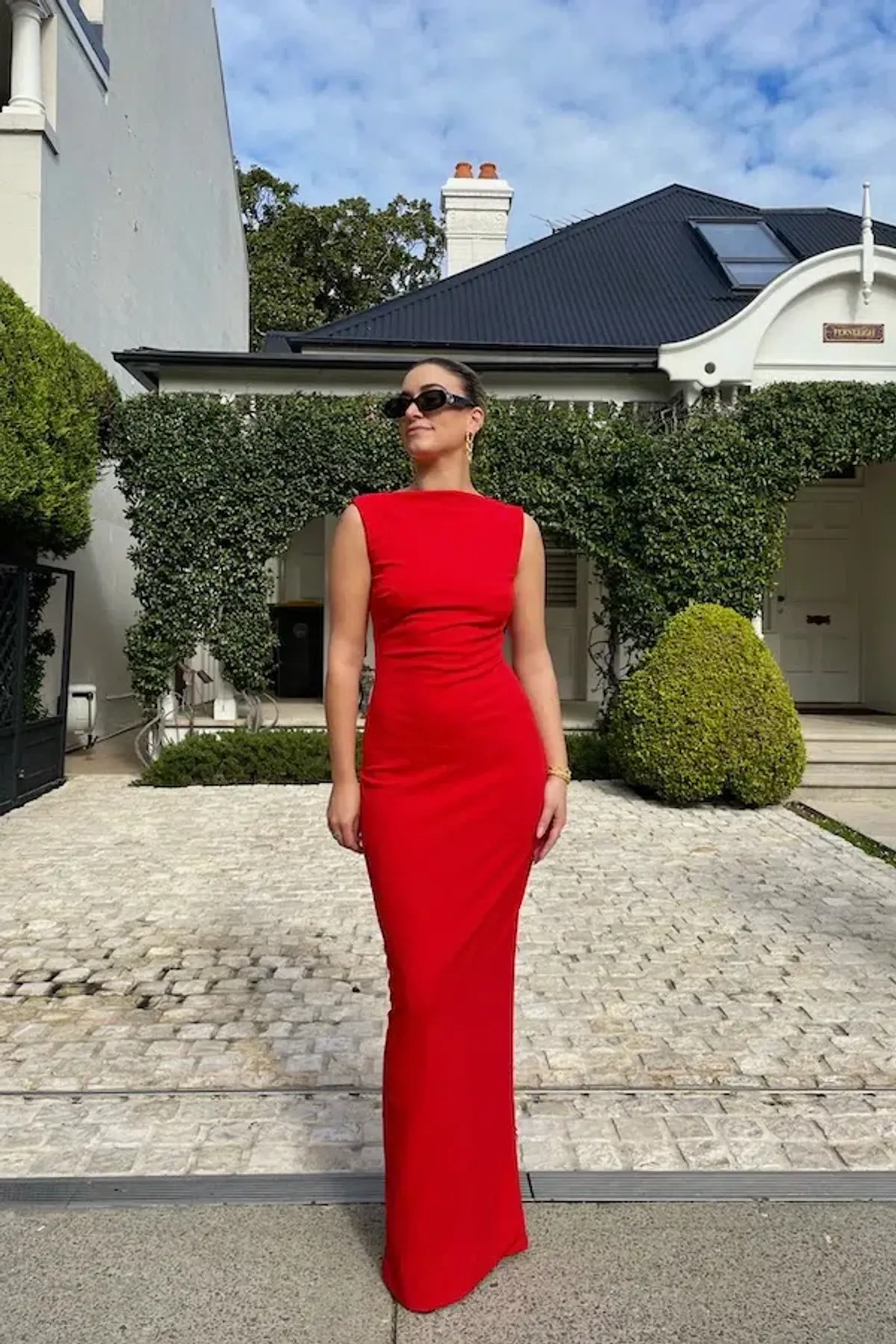 Effie Kats Verona Maxi Gown Cherry Red Size AU 8 - Image 1
