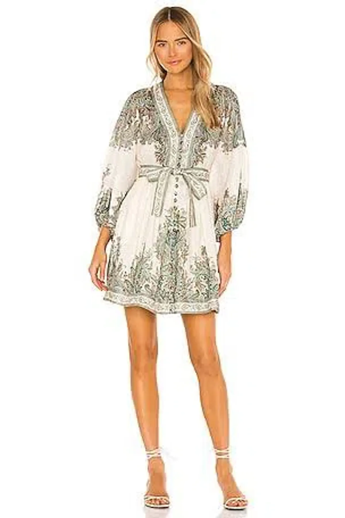 Zimmermann Brighton Paisley Tie Waist Party Mini Dress Print Size 1 / AU 10 - Image 1
