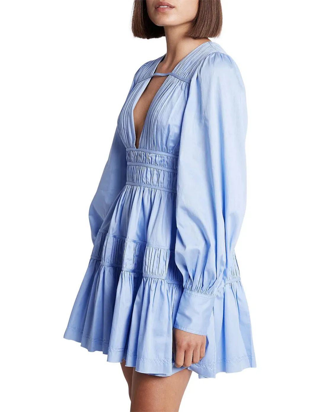 Aje Fallingwater Gathered Mini Dress Blue Size 14 for rent on The Volte - main image