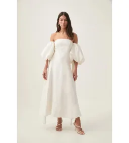 Aje Incarnation Midi Dress Ivory Size AU 10 for rent on The Volte - image 1