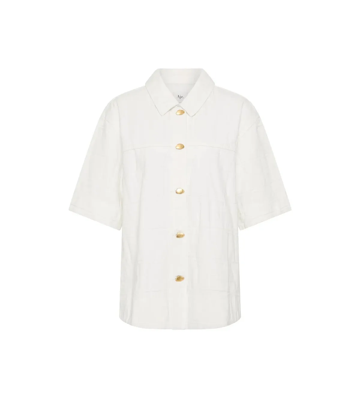Aje Helm Denim Shirt Ivory Logo Wash Size AU 8 - Image 5