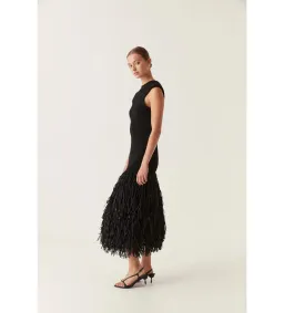 Aje Raffia Rushes Knit Midi Dress in Black Size XS/AU 6 for rent on The Volte - image 2