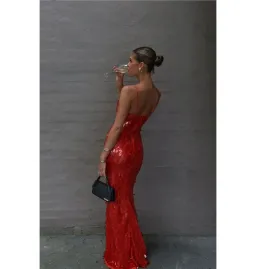 Misha Sapphire Sequin Maxi Dress Red Size 6/XS for rent on The Volte - image 3