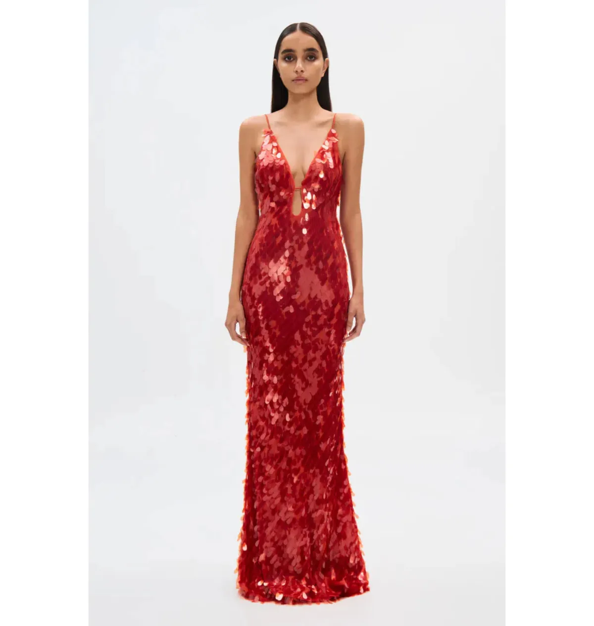 Misha Sapphire Sequin Maxi Dress Red Size 6/XS for rent on The Volte - main image