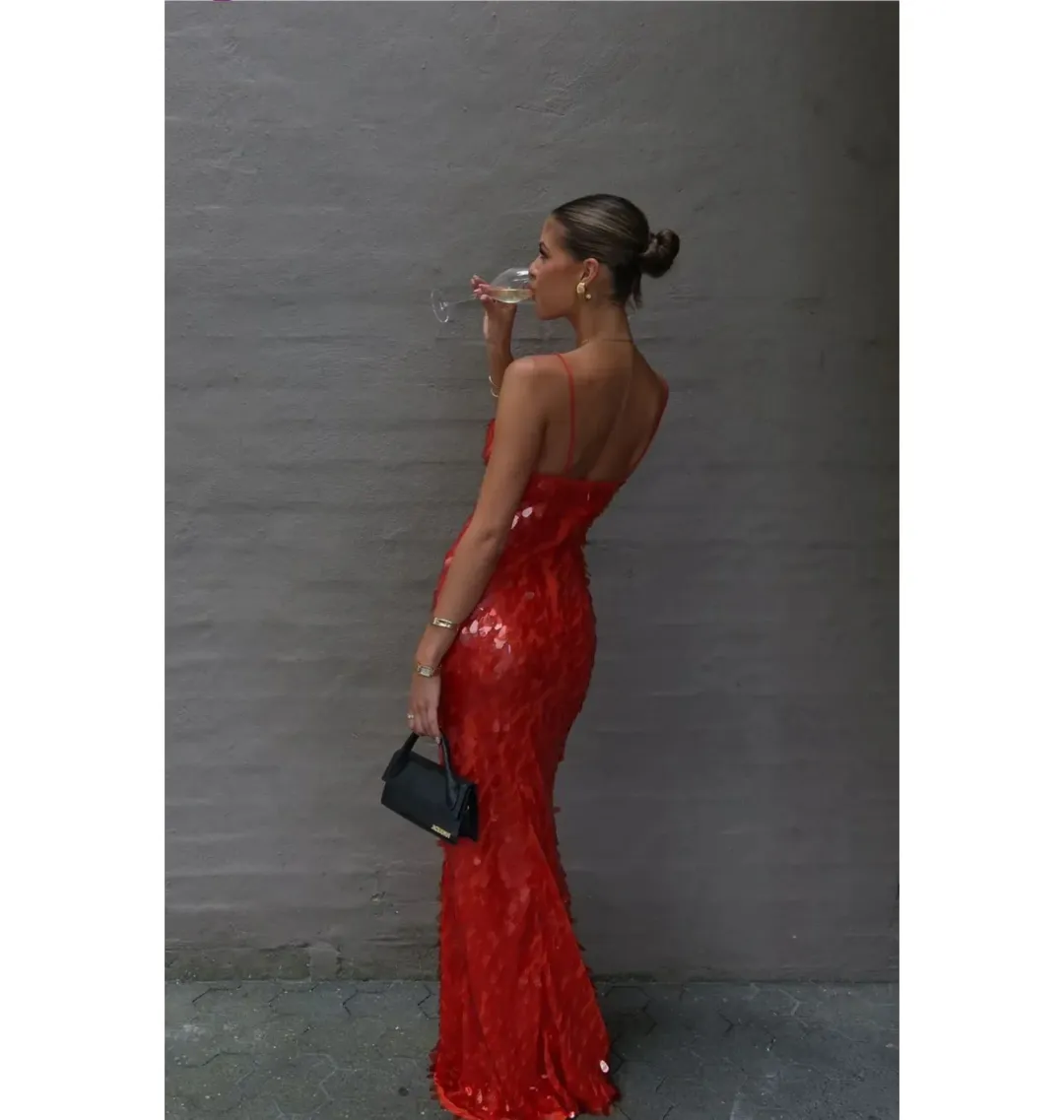 Misha Sapphire Sequin Maxi Dress Red Size 8/S for rent on The Volte - main image