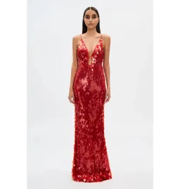 Misha Sapphire Sequin Maxi Dress Red Size 10/M for rent on The Volte - image 1