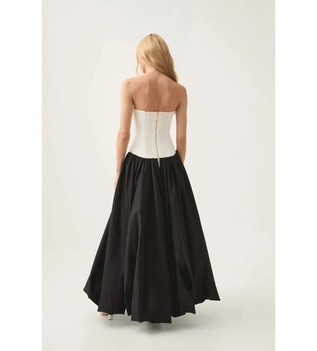 Aje Ivory Violette Bubble Hem Maxi in Black/white Size AU 4 for rent on The Volte - main image