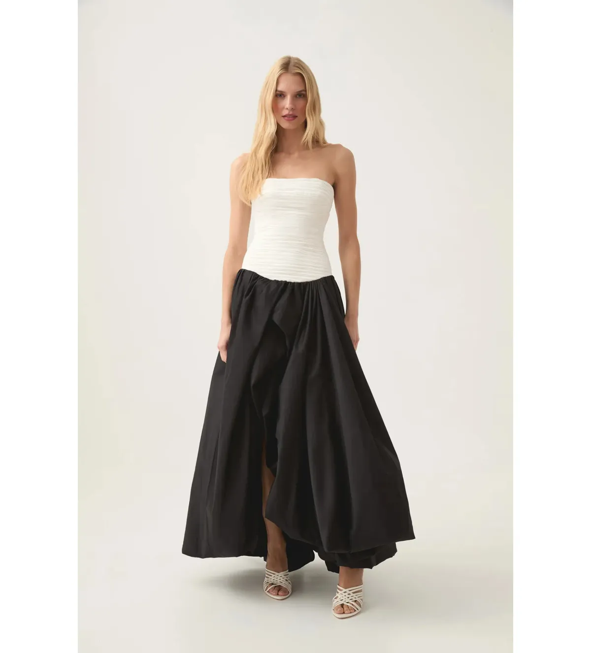 Aje Ivory Violette Bubble Hem Maxi in Black/white Size AU 6 - Image 1