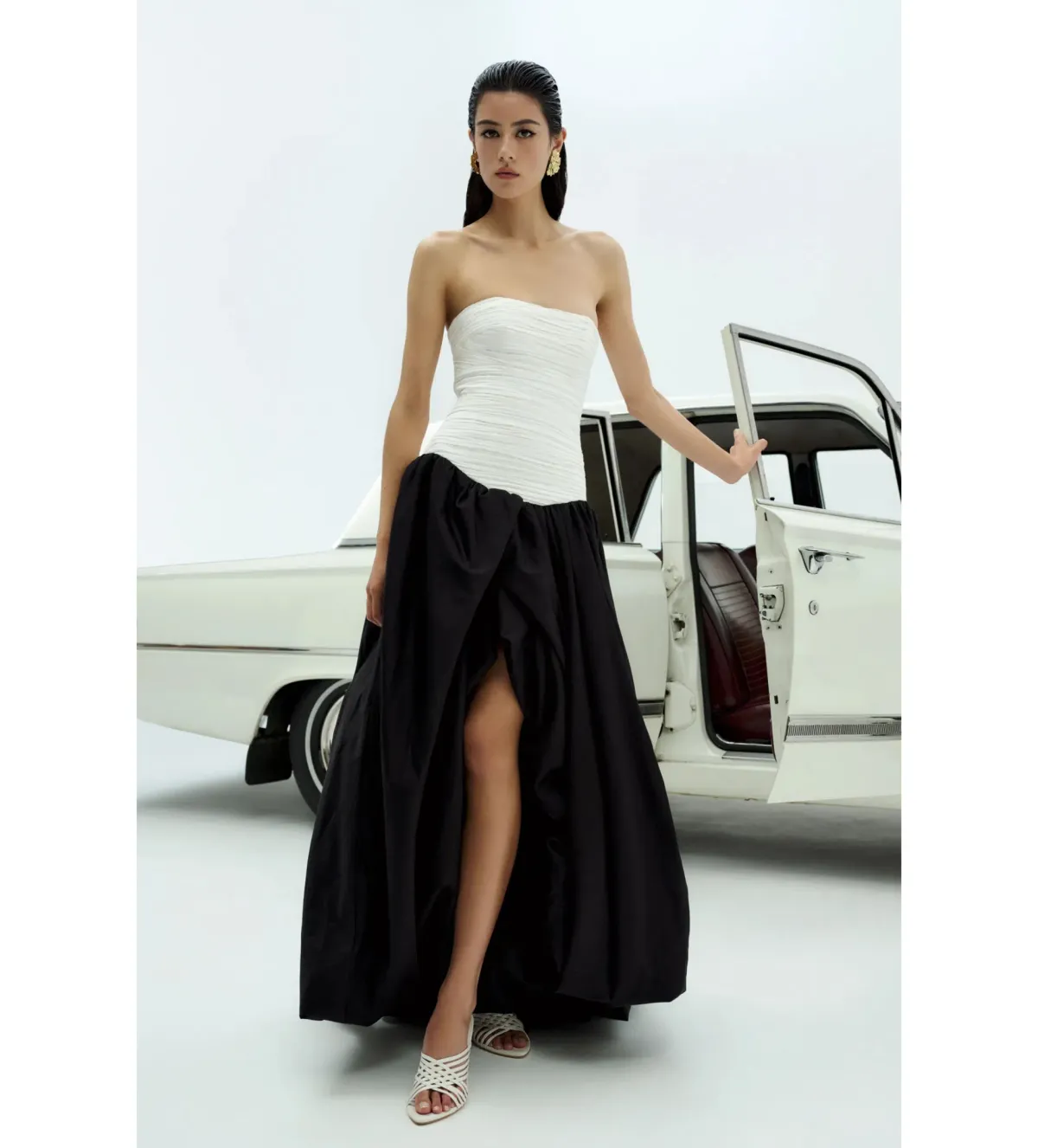 Aje Ivory Violette Bubble Hem Maxi in Black/white Size AU 10 - Image 2