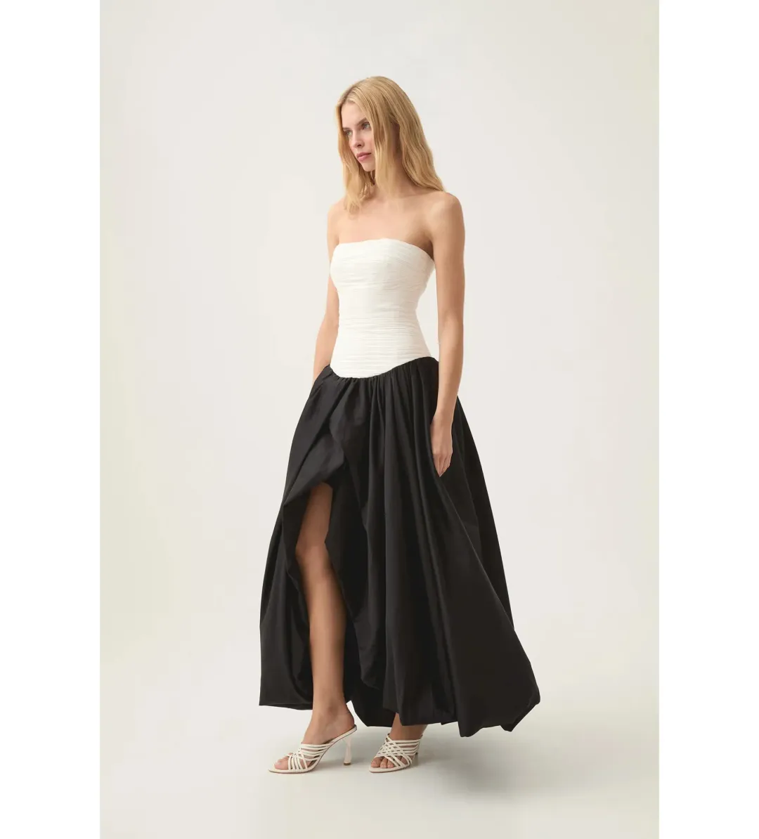 Aje Ivory Violette Bubble Hem Maxi in Black/white Size AU 10 for rent on The Volte - main image