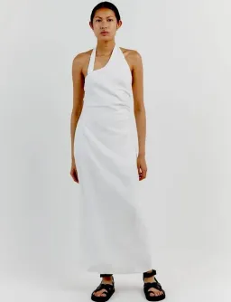 Dissh Zoey Asym Linen Midi Dress White Size AU 10 for rent on The Volte - image 1