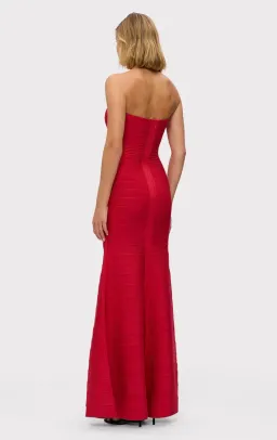 Herve Leger Lipstick Red Sara Gown Size 4 for rent on The Volte - image 2